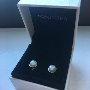 Pandora White Pearl Earrings